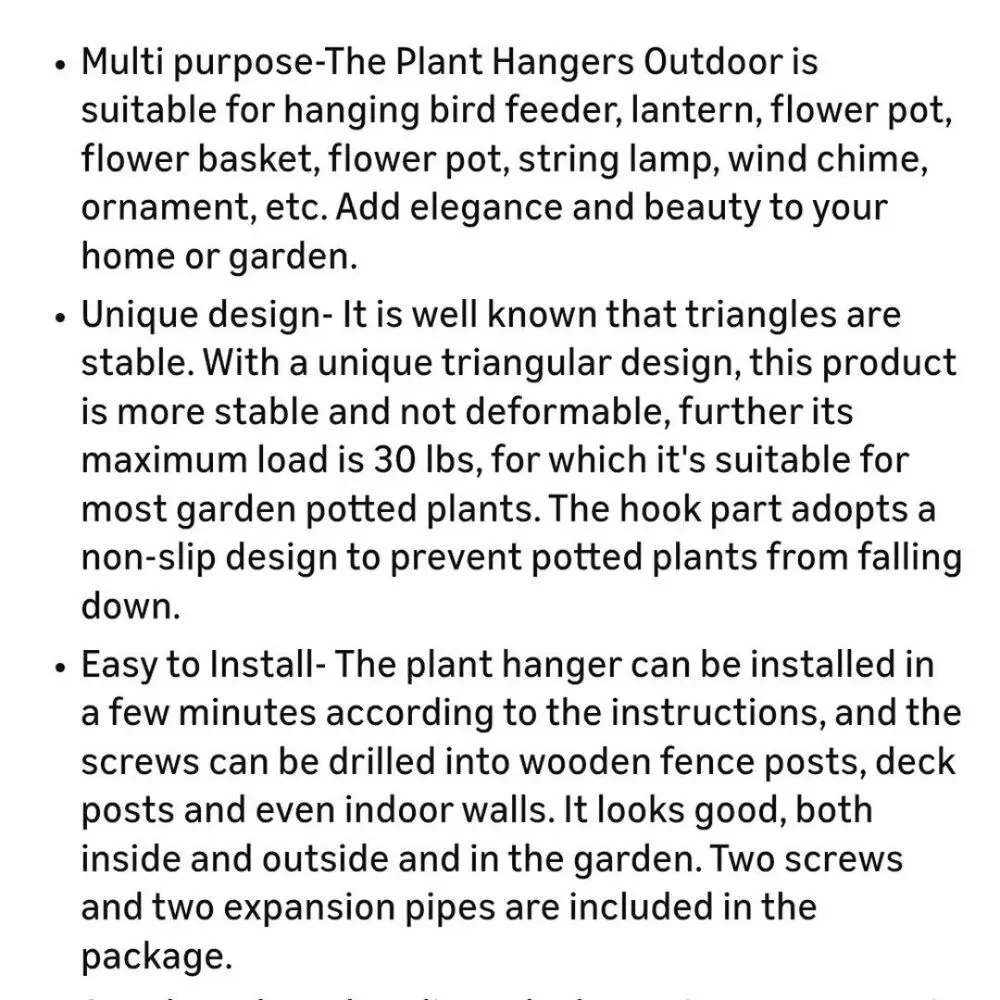NEW 2-Pack Green Outdoor Metal Wall Bracket Plant Hangers